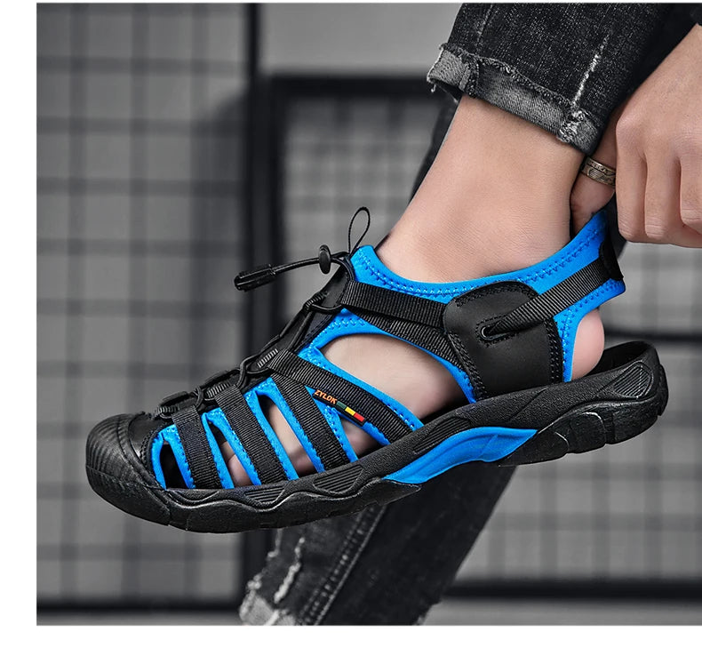 New Summer Genuine Leather Men Sandals Fashion Design Breathable Casual Shoes Men Soft Bottom Outdoor Beach Sandals Big Size 48 - Premium  from Lizard Vigilante - Just $40.99! Shop now at Lizard Vigilante