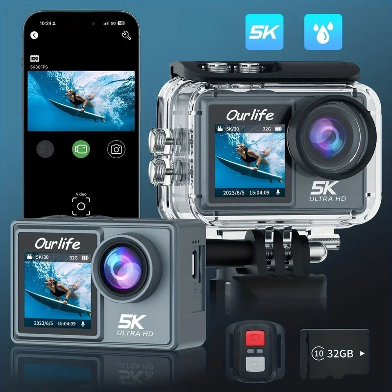 50MP photo mini wifi sport cam anti shaking 2.0 inch dual screen 5K ultra hd 1080P 120fps remote controller action camera