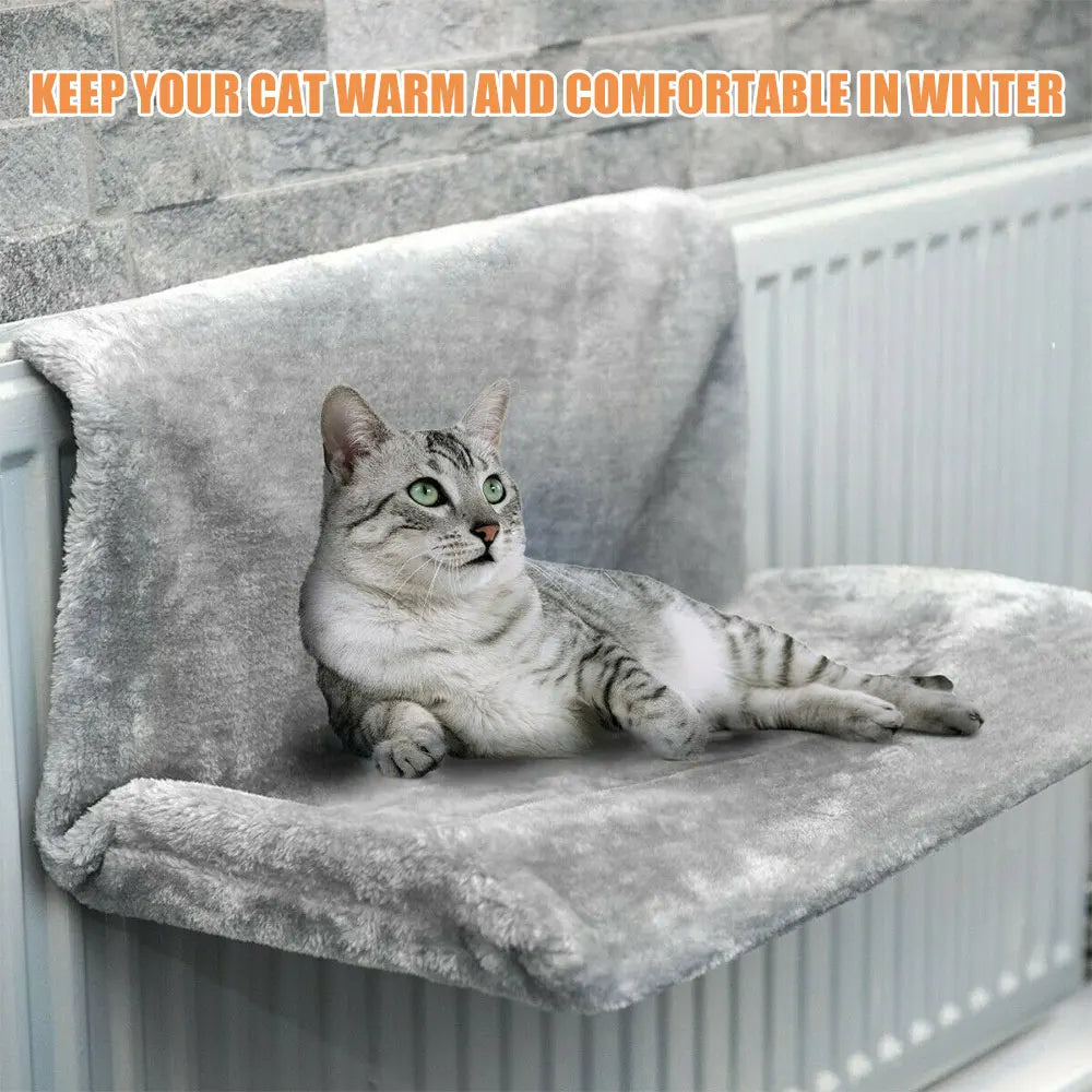 Luxury Pet Cat Radiator Hammock Bed - Winter Warm Fleece Basket with Metal Frame for Cozy Cat Naps - Premium  from Lizard Vigilante - Just $48.88! Shop now at Lizard Vigilante