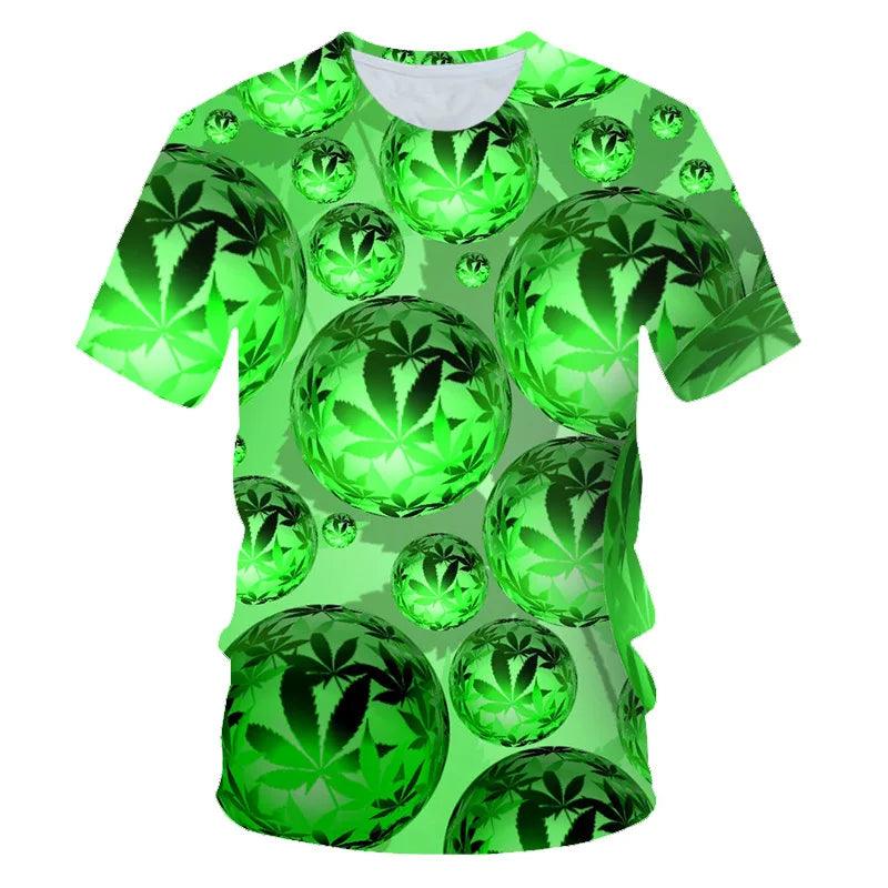 Weed Men's T-shirt Cool Fresh Green Pot Leaves Skull Full Print 3D T-shirt Loose Funny Natural XXS-6XL - Lizard Vigilante