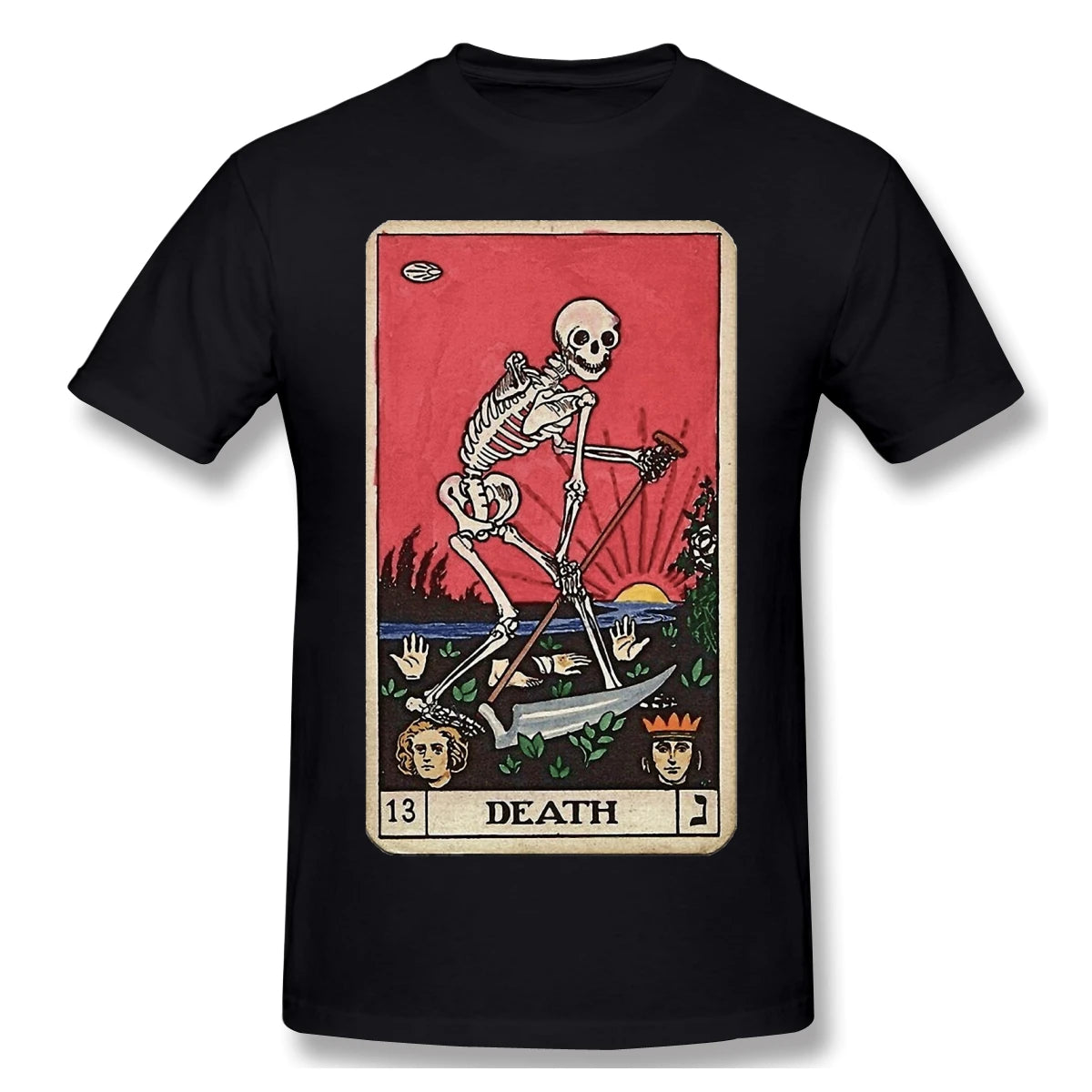 Death Tarot Card Gothic T-Shirts for Men Funny Crewneck Cotton T Shirt - Lizard Vigilante