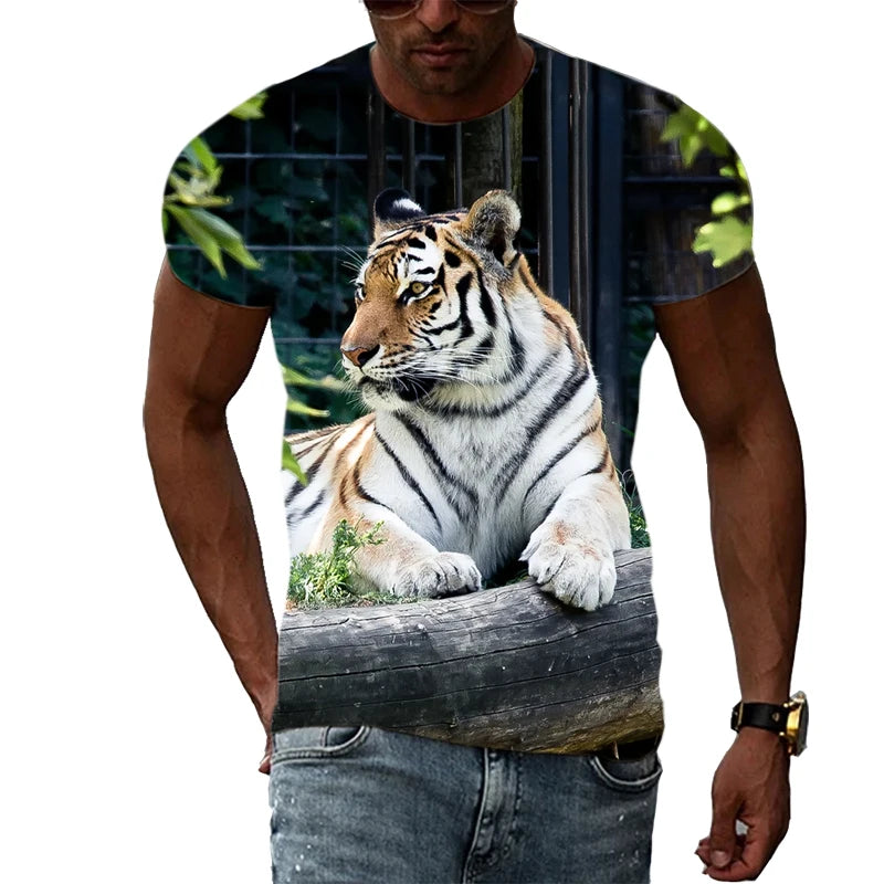 Men's Polyester Tiger Graphic T-Shirt - Premium T-shirt from Lizard Vigilante - Just $22.99! Shop now at Lizard Vigilante