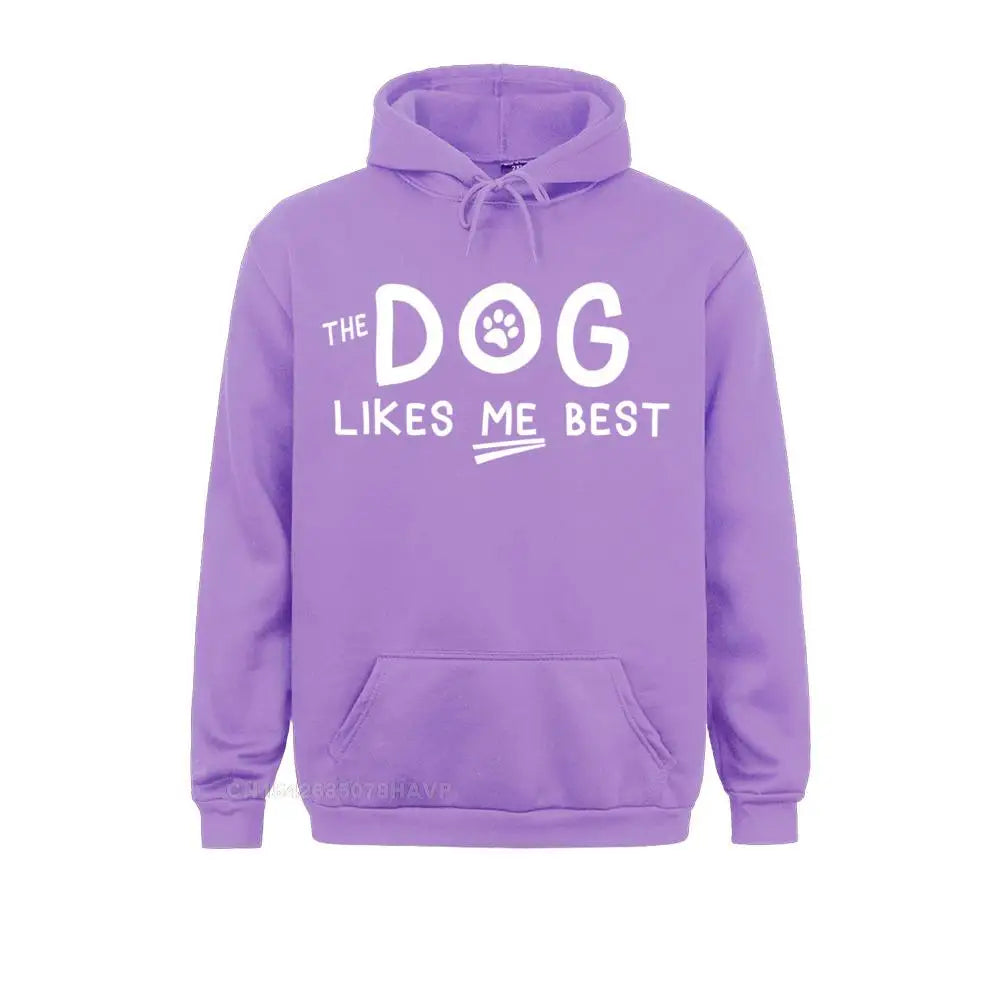 The Dog Likes Me Best Long Sleeve Hoodie Sweatshirts For Men Funny Dog Lover Long Sleeve Hoodies Brand New Autumn Hoods Design - Lizard Vigilante