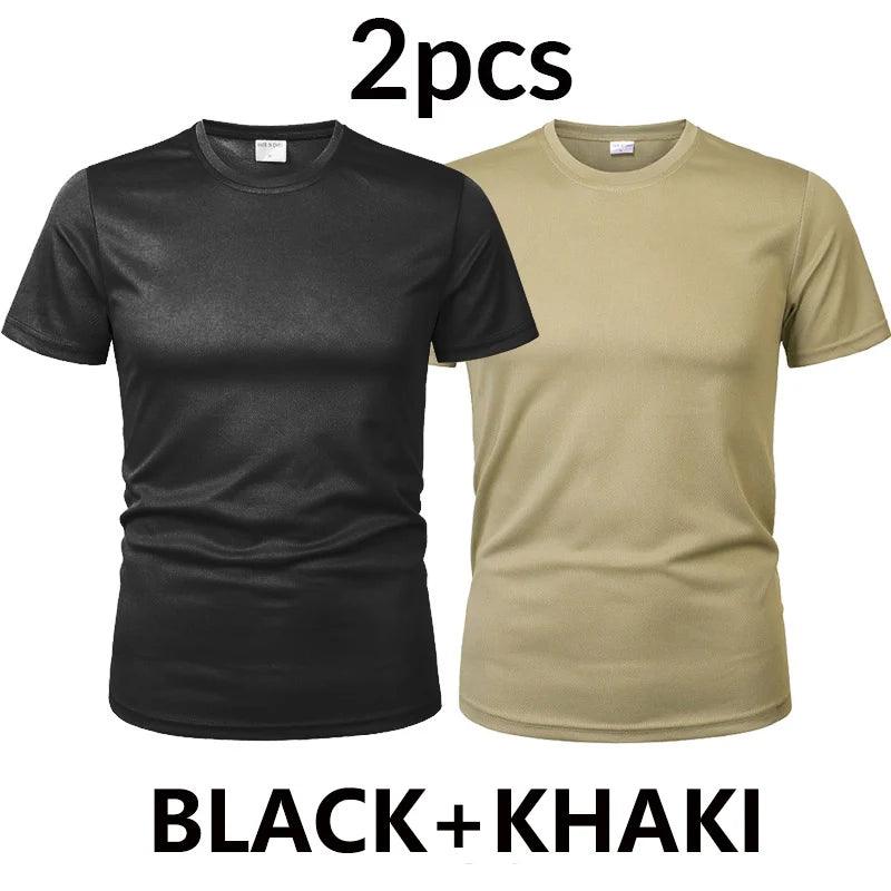 MEGE 3 Pcs/2 Pcs Men Camouflage Tactical T Shirt Army Military ShortSleeve O-neck Quick-Drying gym T Shirts Casual Oversized 4XL - Lizard Vigilante