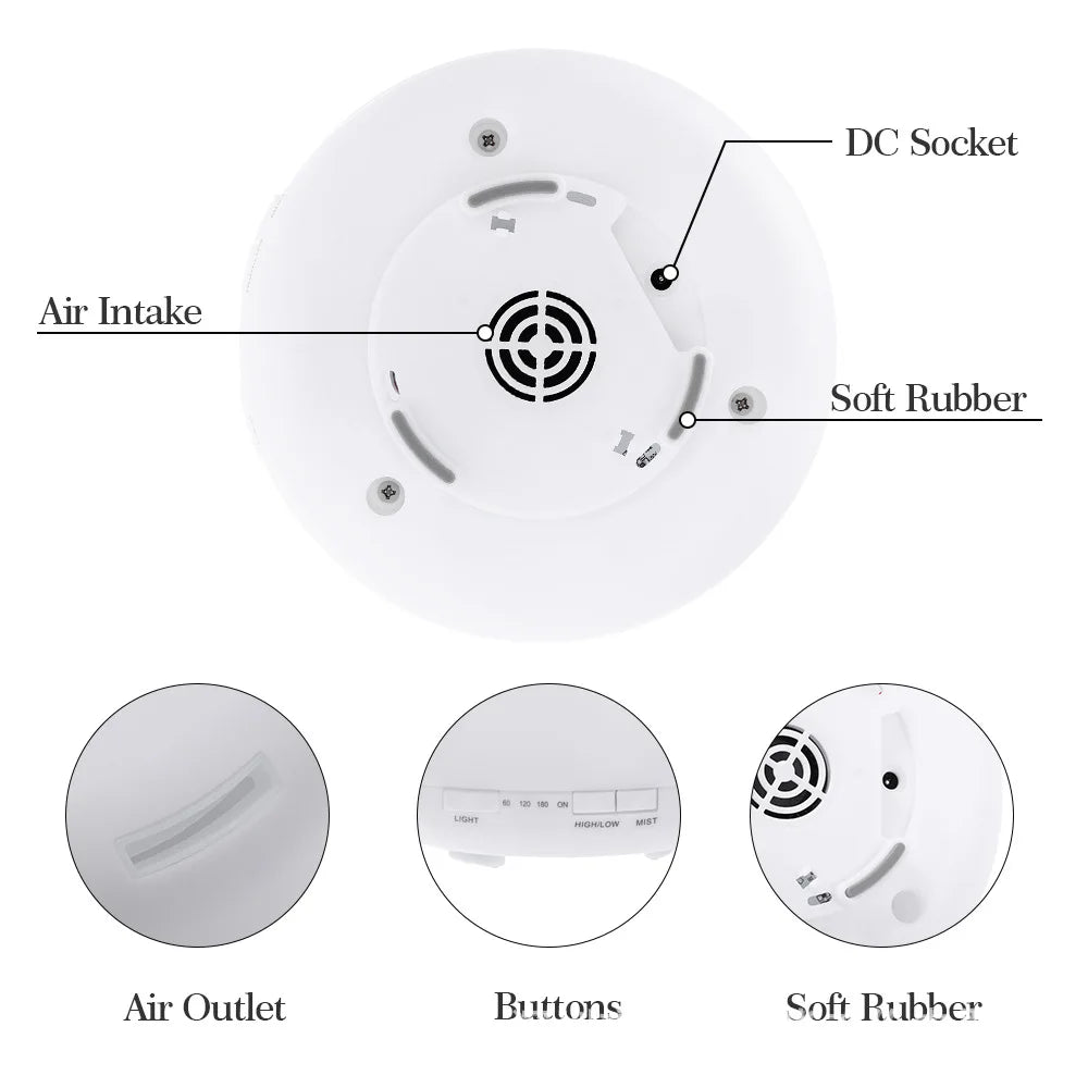 300 500ML Air Humidifier With Remote Control Colorful Non-printed Ultrasound Aroma Diffuser Pure White Dark Light Wood Grain