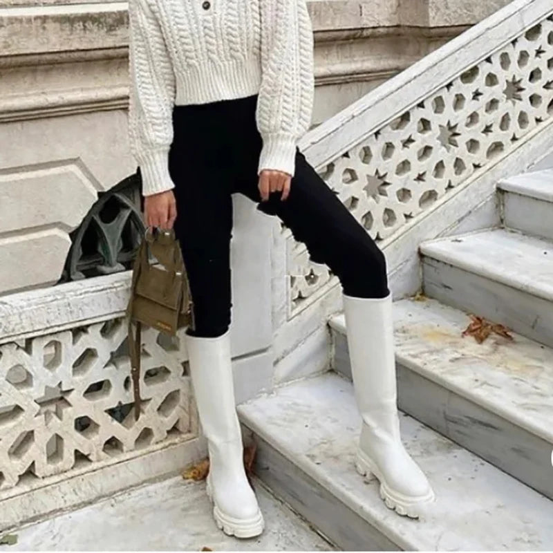 GRAVEWALKER 13: Women’s Cowhide Platform Riding Boots – Punk Leather Knee-Highs with Square Heels for Heavy Winter Impact - Premium boots from dsers - Just $252.22! Shop now at Lizard Vigilante