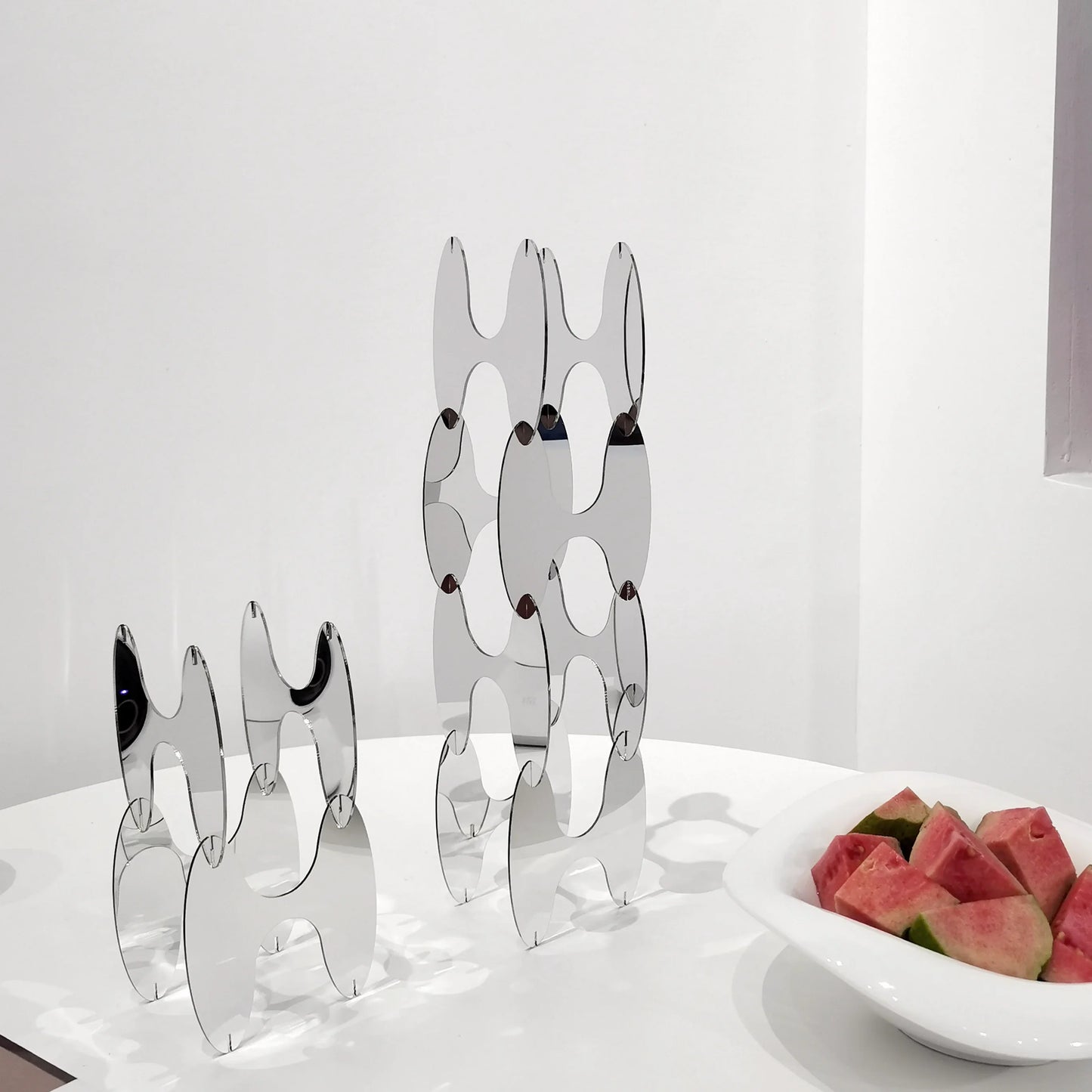 Medieval Style Mirror Combination Metal Sculpture Geometric Acrylic Art Installation Home Decoration Creative Ornaments