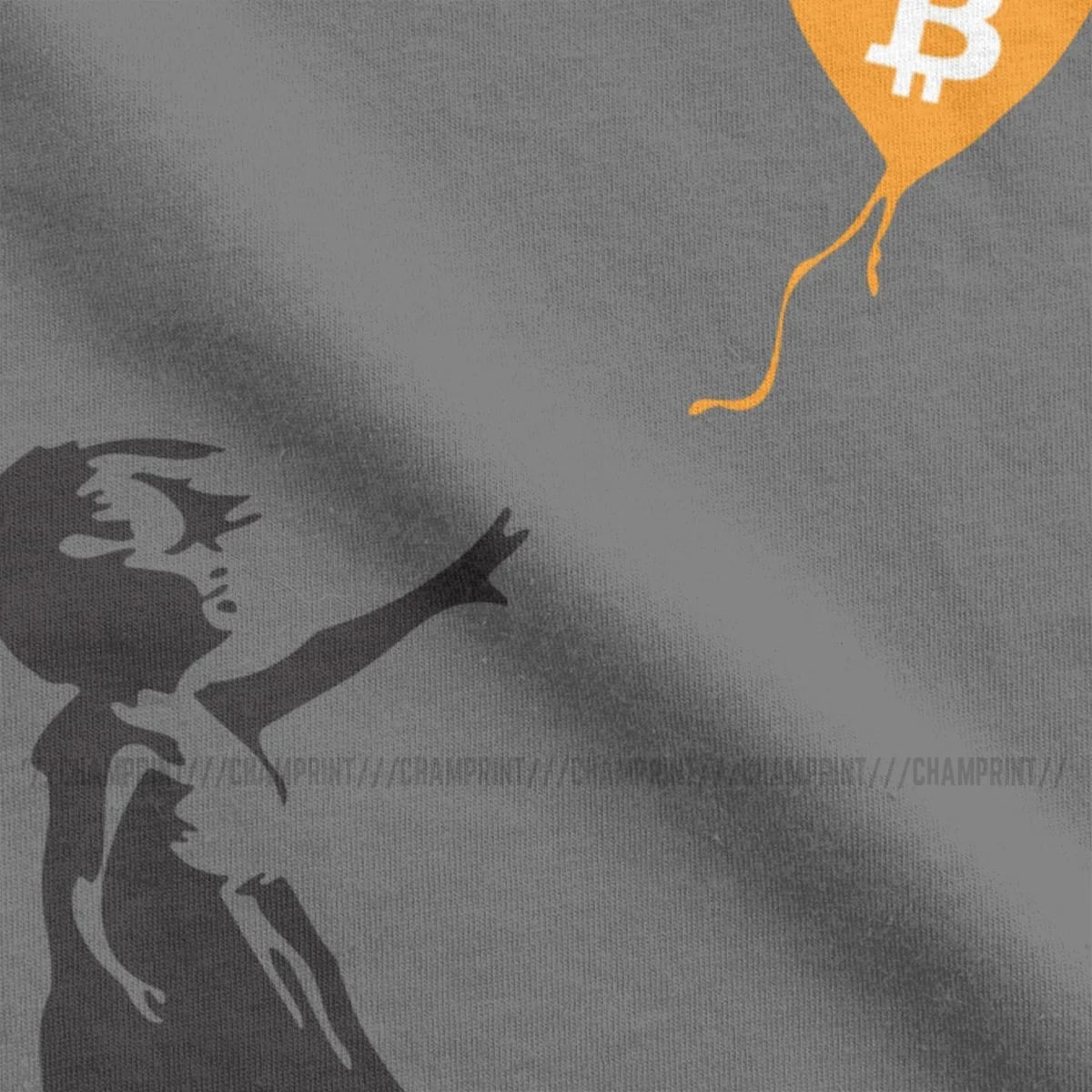 Awesome Bitcoin Balloon Girl Banksy T-Shirt For Men 100% Cotton Crypto BTC Short Sleeve Tee Shirt Graphic Clothes