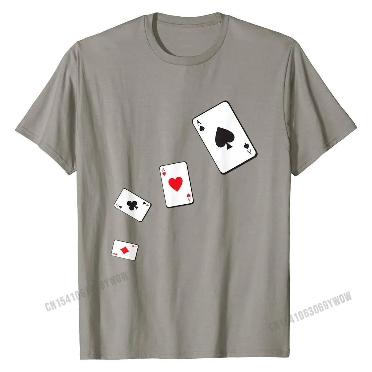 Aces Playing Cards Shirt, Poker Gambling Casino Game Male Tees Printed On High Quality Rayon Tshirts - Lizard Vigilante