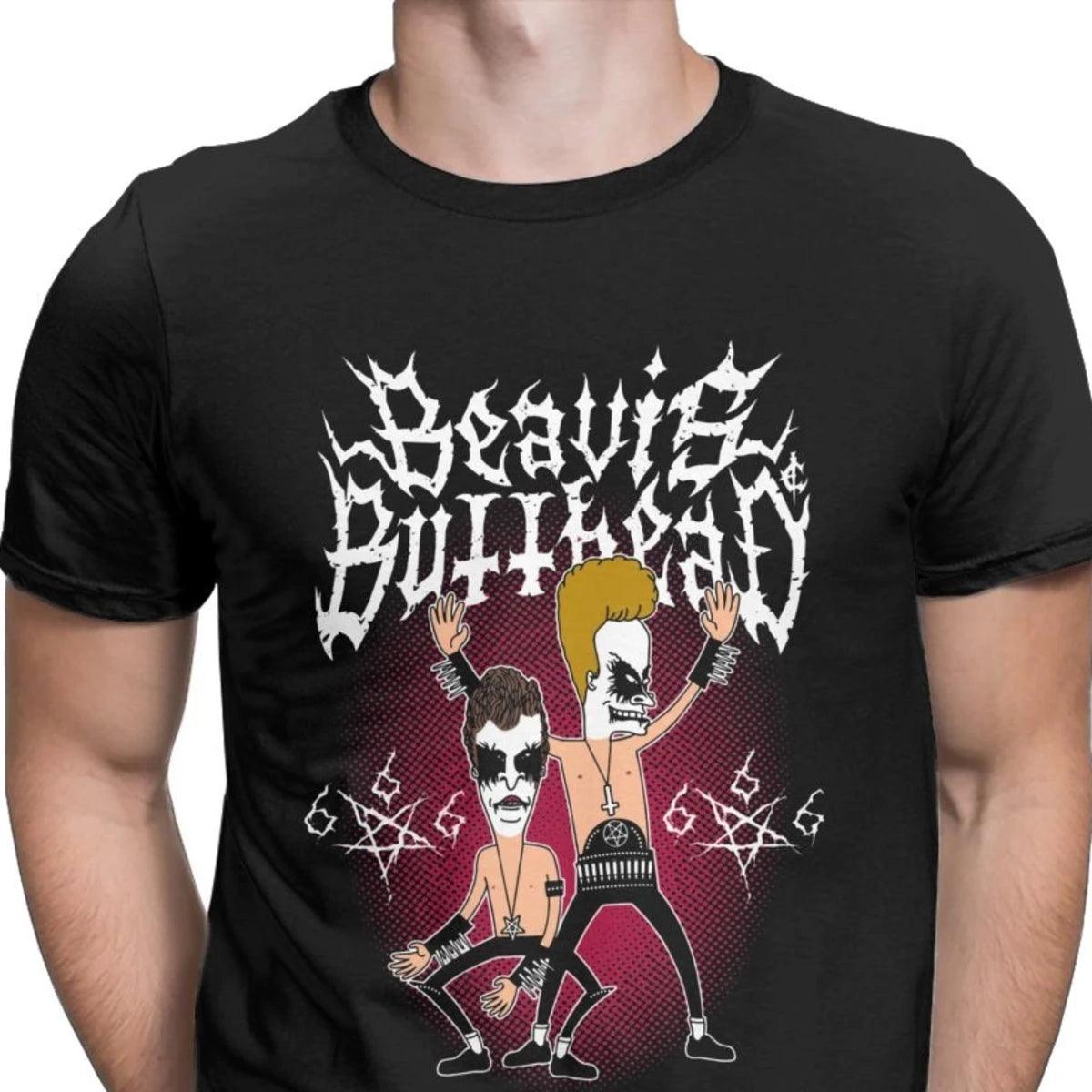 Beavis & Butt-Head Black Metal Tee | 90s Cartoon Funny Heavy Metal T-Shirt - Premium t-shirt from Lizard Vigilante - Just $23.49! Shop now at Lizard Vigilante