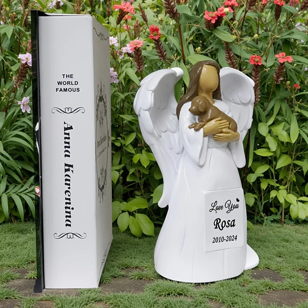 Resin Statue Decorations, Figurines, Resin Molds, Garden and Courtyard Art Sculpture Decorations for Angels Holding Dogs