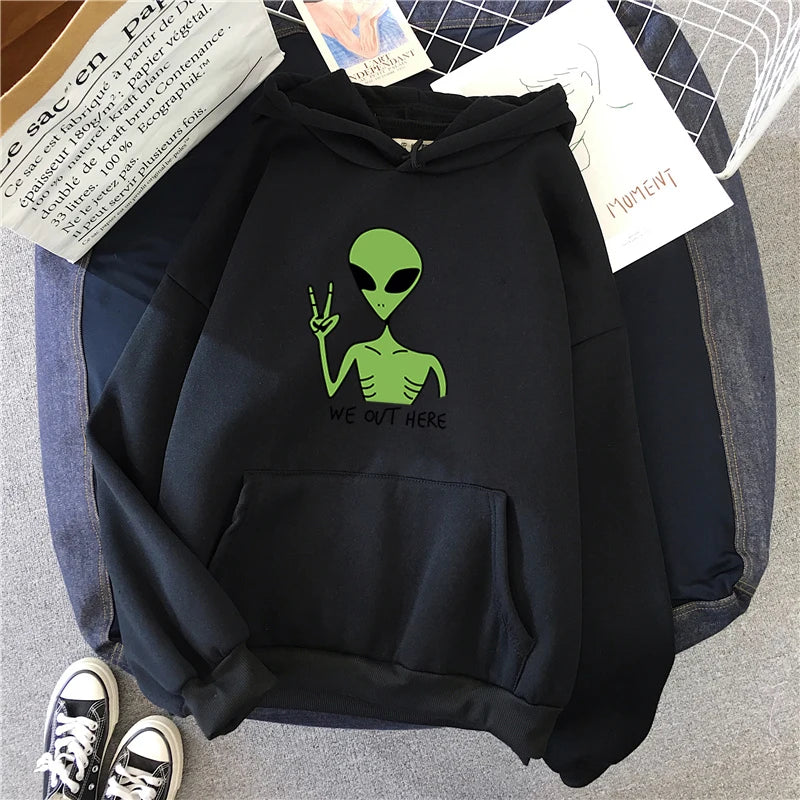 New Green Alien Sweatshirts Cute Cartoon Streetwear Women Hoodie Girls Winter Fashion Funny TopsPullover Loose - Premium hoodie from Lizard Vigilante - Just $32.99! Shop now at Lizard Vigilante