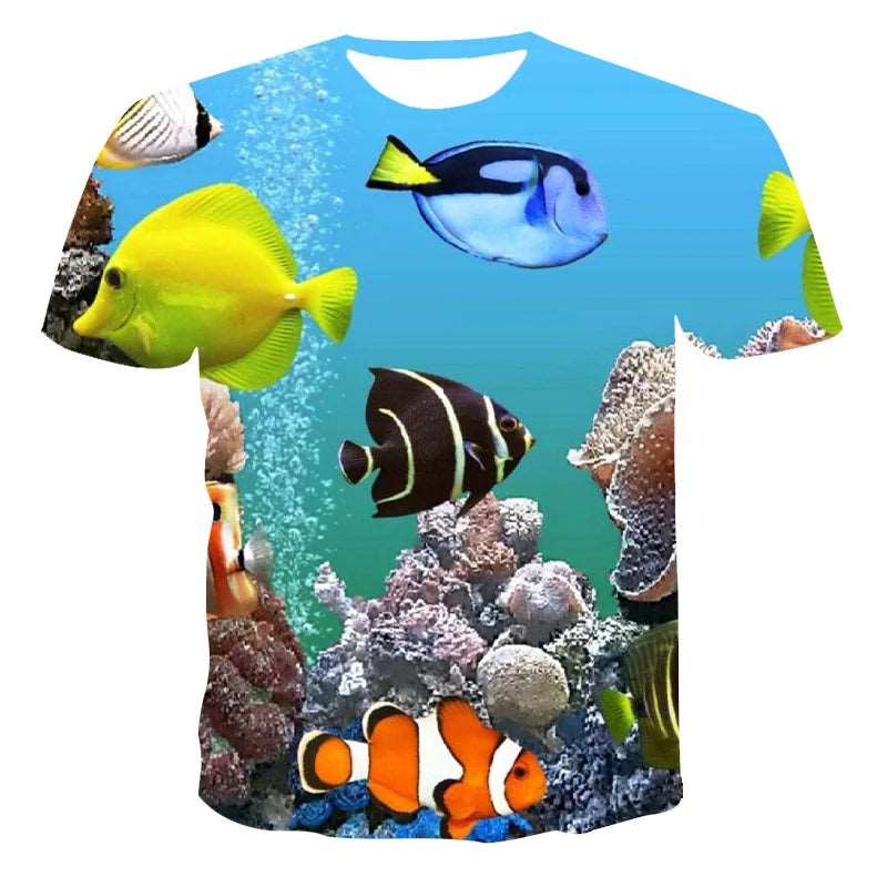 3D Color Fish Graphic T Shirts For Men Summer Fashion Casual Trend funny T-Shirts Personality harajuku Hip Hop Print T-shirt - Premium T-Shirt from Lizard Vigilante - Just $20.99! Shop now at Lizard Vigilante