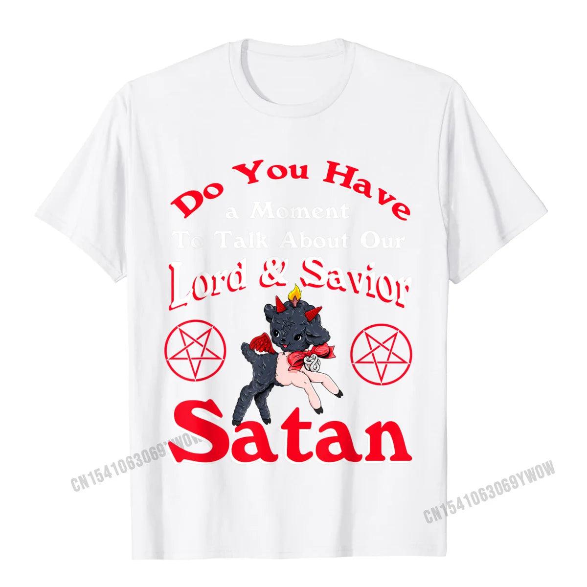 Satan Pentagram Funny Satanic Cute Baphomet Goat Occult T-Shirt Camisas Men Top T-Shirts For Men Tops Shirts Fashion Summer - Lizard Vigilante