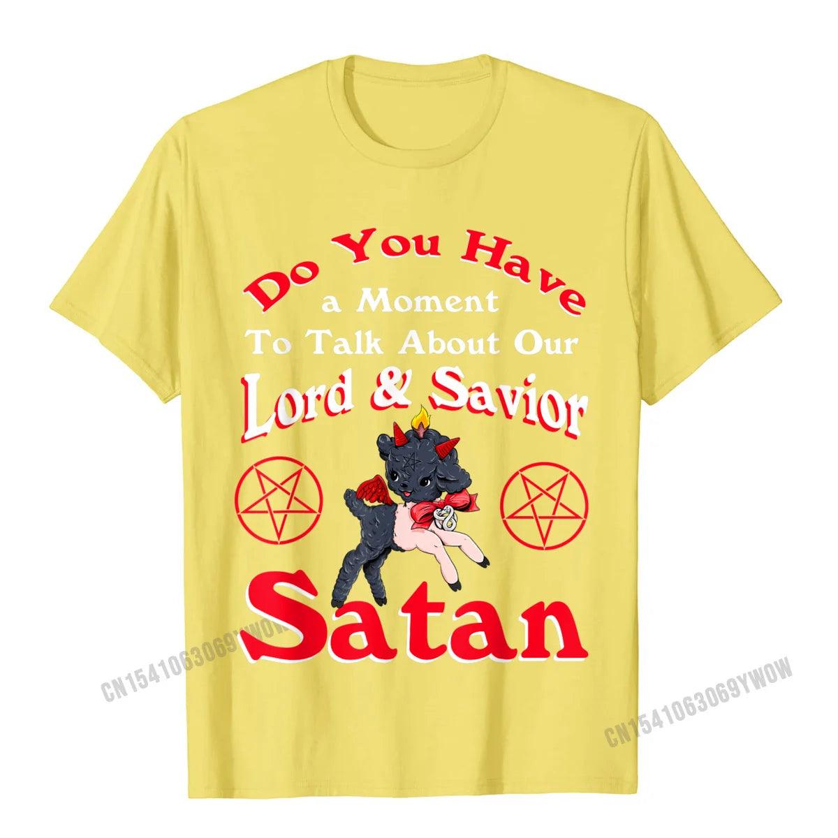 Satan Pentagram Funny Satanic Cute Baphomet Goat Occult T-Shirt Camisas Men Top T-Shirts For Men Tops Shirts Fashion Summer - Lizard Vigilante