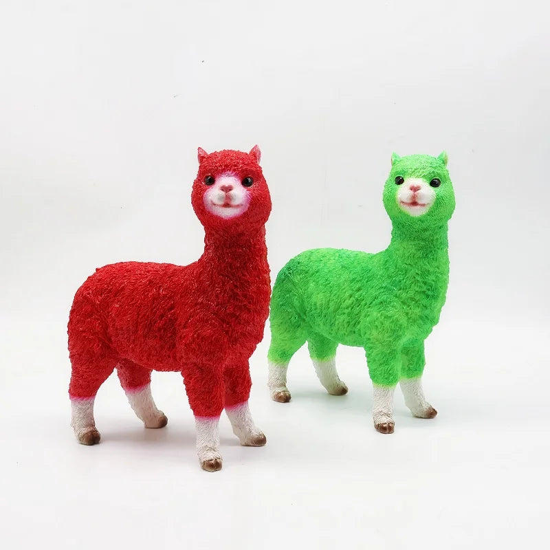 Home Decor Resin Crafts Creative Simulation Alpaca Statue Resin Decoration Home Garden Shopping Mall  Animal Ornament Sculpture