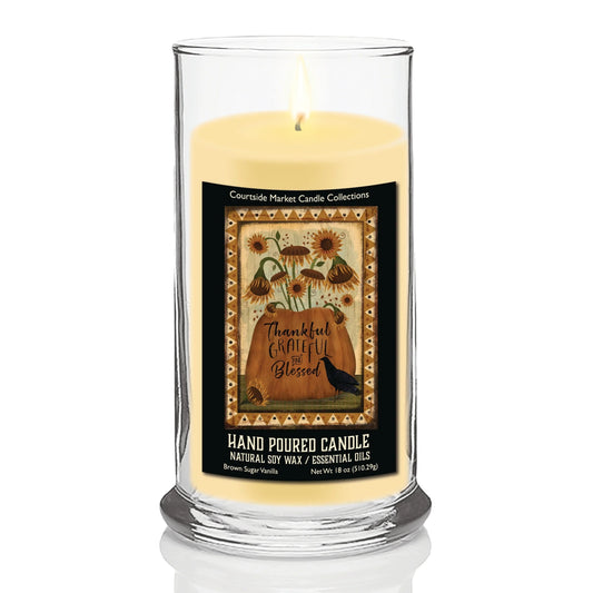TD Courtside Market's Grateful and Blessed Fall FLag Status Glass Scented Candle Thankful for Every Moment