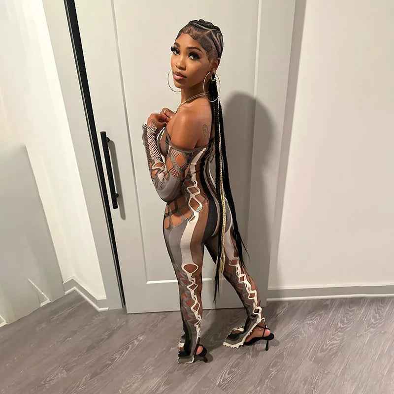 Formed Fitting: Cutout Striped Jumpsuits