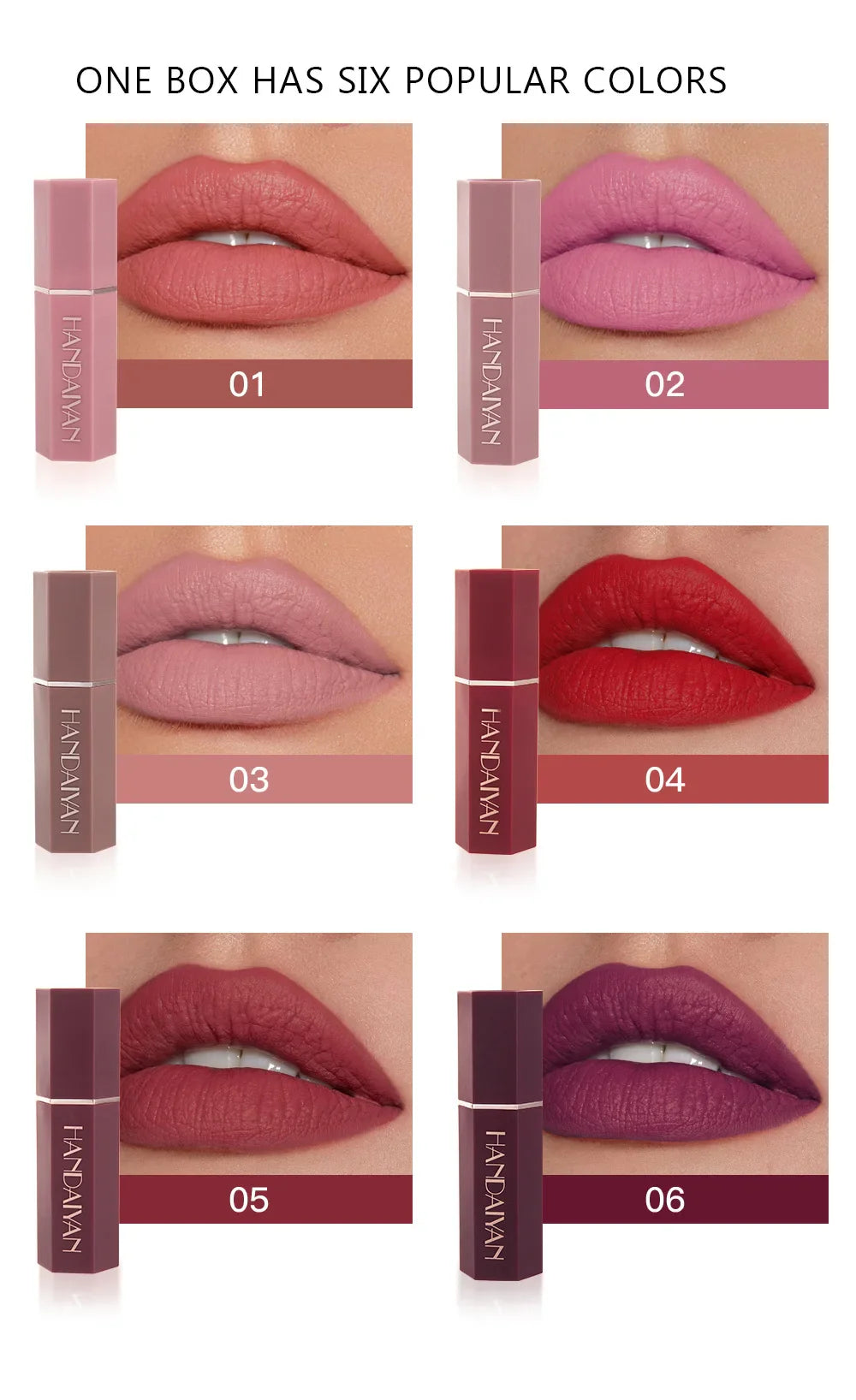 6 Colors Makeup Matte Lipstick Waterproof Long Lasting Lip Stick Sexy Red Pink Velvet Nude Lipsticks Women Cosmetics Batom