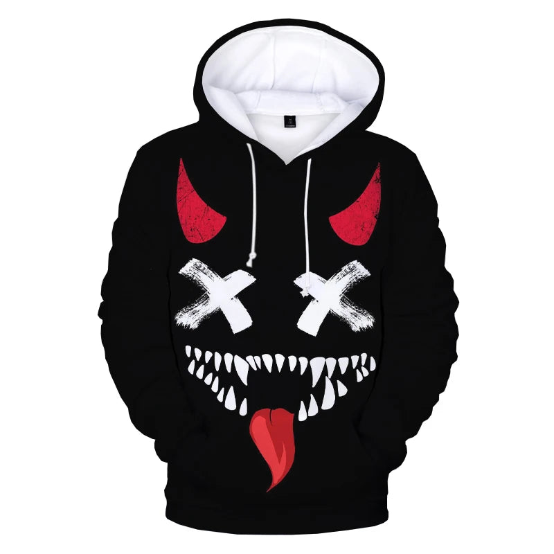 XOXO Devil Smiling Face 3D Printed Hoodie – Trendy Fashionable Casual Pullover for Men and Women - Premium hoodie from Lizard Vigilante - Just $38.88! Shop now at Lizard Vigilante