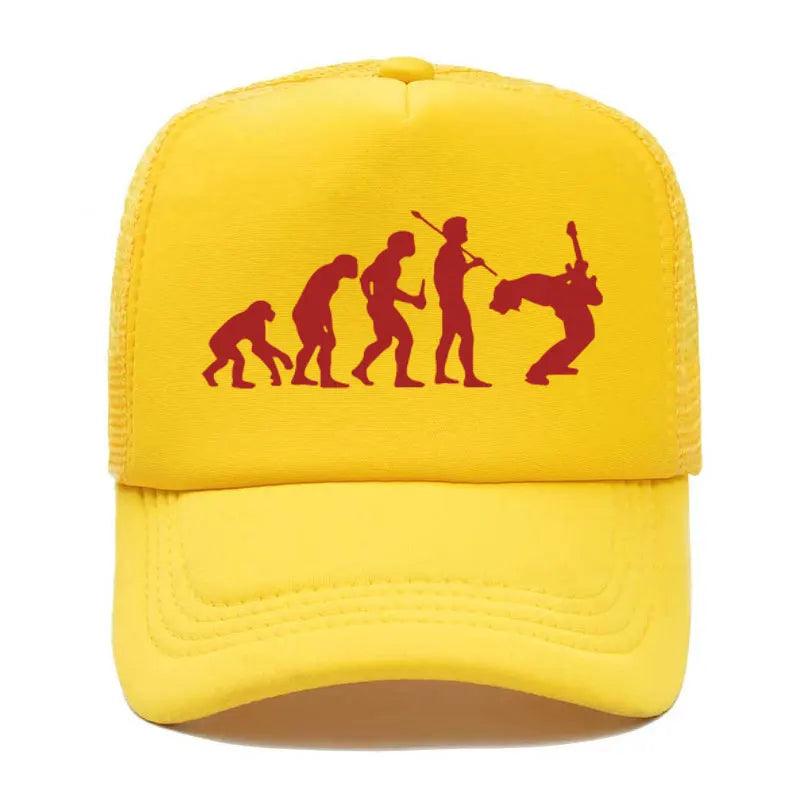 Funny Guitarist Baseball Cap Evolution Of a Music Rock Guitar Musician Band Metal Parent-child Hats Mesh Visor Outdoor Sun Hat - Lizard Vigilante