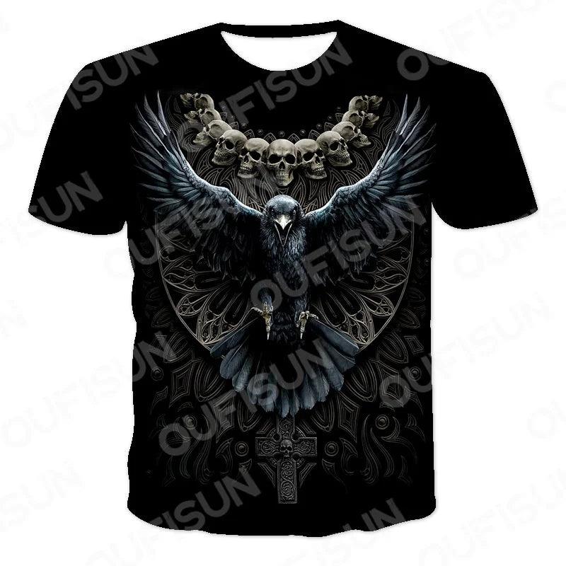 Motorcycle Skulls Graphics Men's T-shirts Motor FFDP Streetwear Loose Short Sleeve Tops Punk Heavy Metal Tee Shirts Men Clothing 6XL - Lizard Vigilante