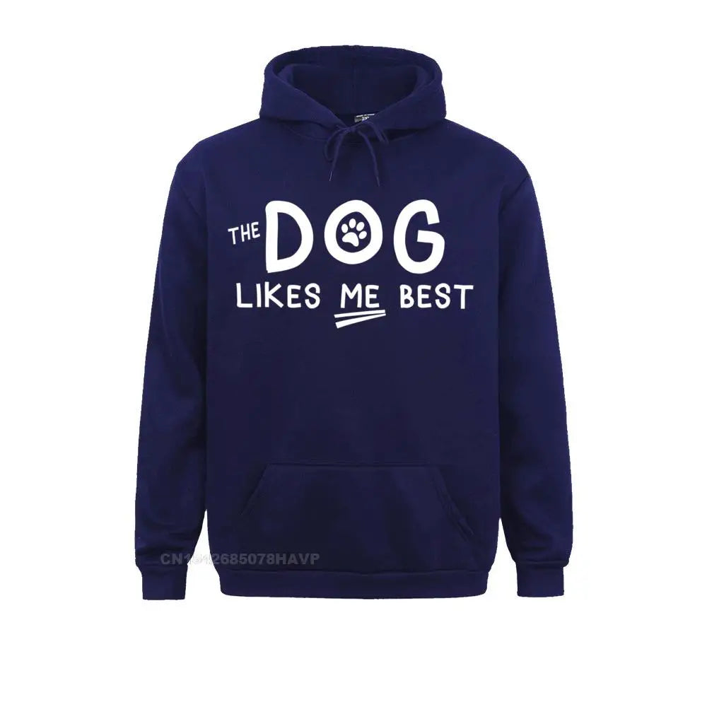 The Dog Likes Me Best Long Sleeve Hoodie Sweatshirts For Men Funny Dog Lover Long Sleeve Hoodies Brand New Autumn Hoods Design - Lizard Vigilante