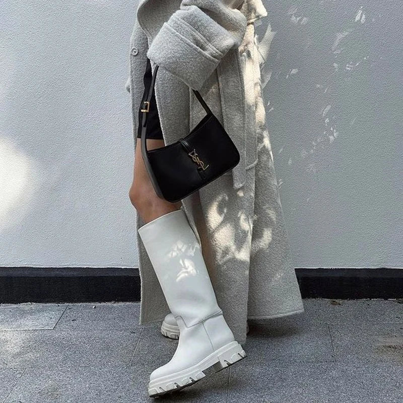 GRAVEWALKER 13: Women’s Cowhide Platform Riding Boots – Punk Leather Knee-Highs with Square Heels for Heavy Winter Impact - Premium boots from dsers - Just $252.22! Shop now at Lizard Vigilante