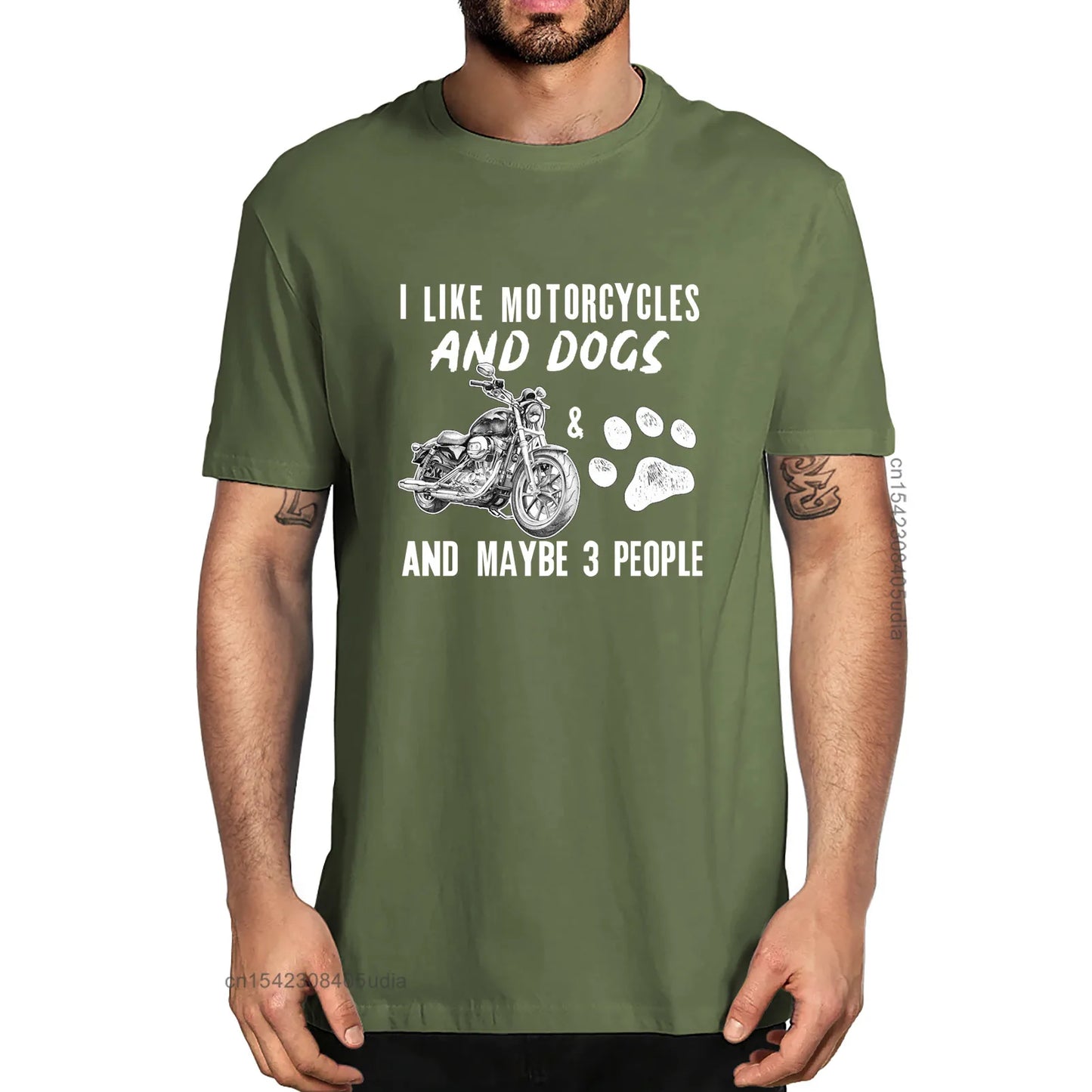 I Like Motorcycles And Dogs And Maybe 3 People Summer Men's 100% Cotton T-Shirts Funny Women Unisex Soft Top Tee - Premium T-Shirt from Lizard Vigilante - Just $21.99! Shop now at Lizard Vigilante