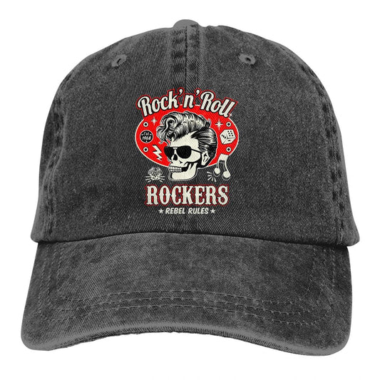 Washed Men's Baseball Cap Skull Dice Rockers Trucker Snapback Caps Dad Hat Rockabilly Rock and Roll Golf Hats - Lizard Vigilante