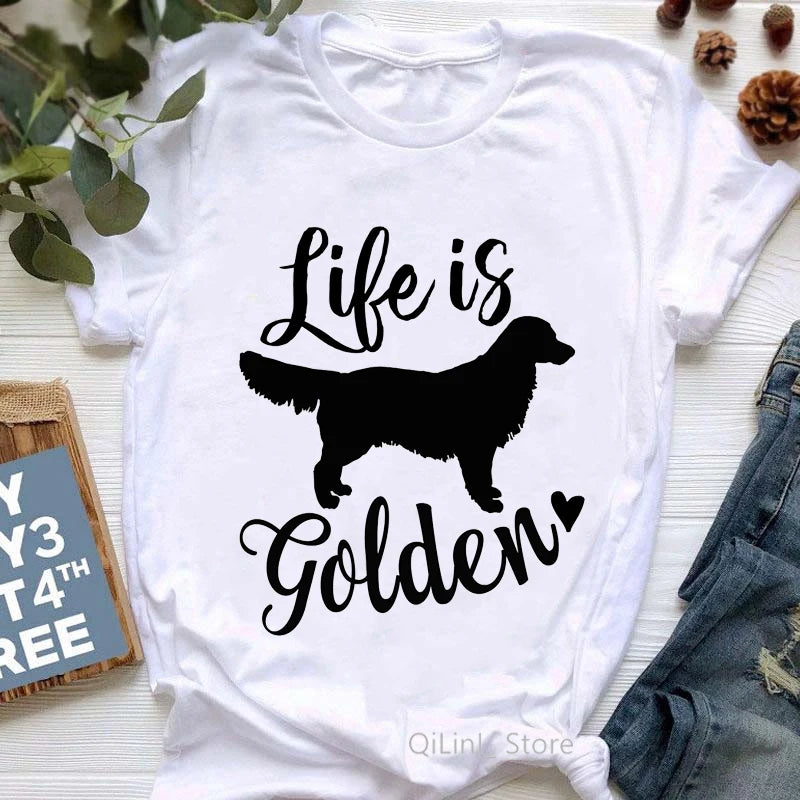 Golden Retriever Queen Dog Mom Summer Graphic Tee