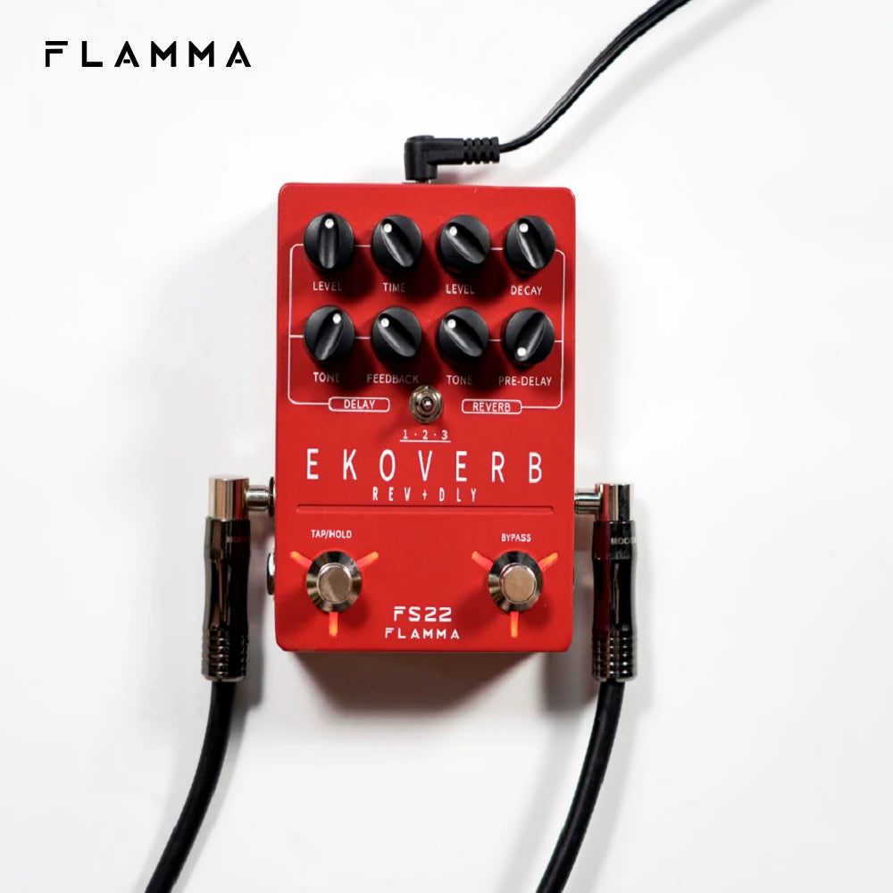 FLAMMA FS22 “Ekoverb Blood-Red Ghost” — Dual Reverb/Delay Pedal With Freeze, Trails, Tap Tempo & Stereo Mayhem