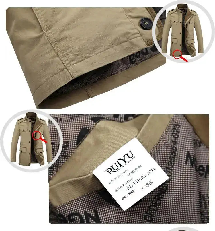 High Quality Men's Casual Jacket 6XL Male Windbreaker Oversized Cotton Classic Jackets Men Clothing Trench Coat A4F5806