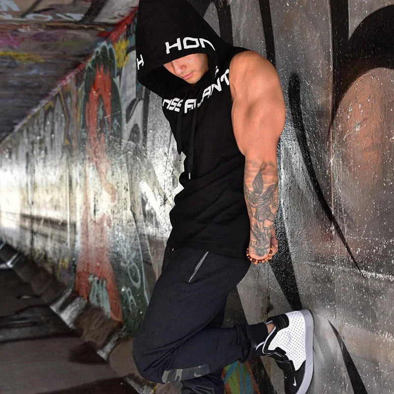 Men Tank Tops Gym Clothing Fitness Sleeveless hoodies Vests Cotton Singlets Men Joggers vest Bodybuilding casual Clothing - Premium  from Lizard Vigilante - Just $30.99! Shop now at Lizard Vigilante