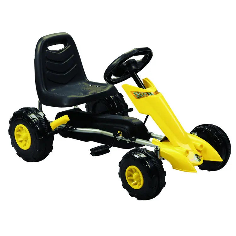 Kids 4 Wheel Ride On Car with Racing Steering Wheel, 3-8 Years Old Children Pedal Go Kart with Hand Brake - Premium 4 Wheel Go Cart from Lizard Vigilante - Just $244.38! Shop now at Lizard Vigilante