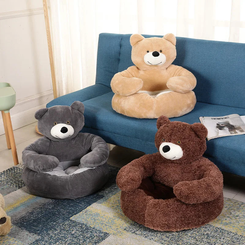 Super Soft Dog Bed Cute Winter Warm Bear Hug Cat Sleeping Mat Semi-closed Puppy Kitten Plush Nest Cushion Dog Sofa Pet Supplies - Lizard Vigilante