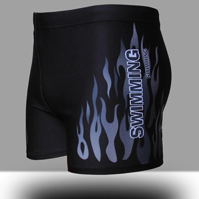 Men's Flame Fire Printed Swim Shorts Summer Racing Swimming Trunks Elastic Beach Briefs Breathable Boxer Board Shorts - Premium underwear from Lizard Vigilante - Just $17.99! Shop now at Lizard Vigilante