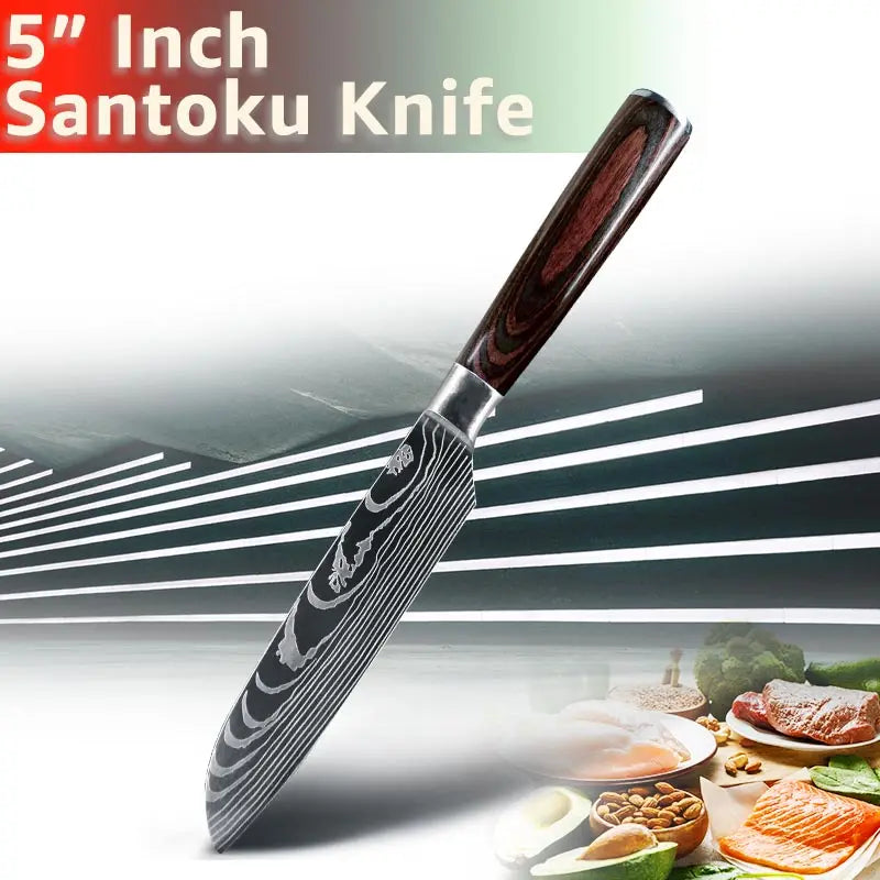 Professional Chef Knife Set – Japanese-Inspired High Carbon Stainless Steel Blades, Santoku & Gyuto Knives for Precision Cutting - Premium knife set from Lizard Vigilante - Just $19.99! Shop now at Lizard Vigilante