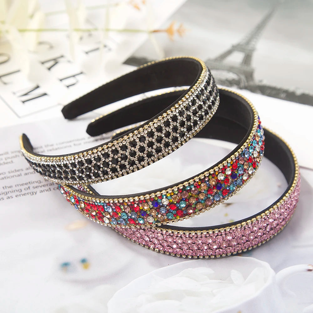 Baroque Crystal Headband with Rhinestones – Luxurious Fashion Hair Hoop for Women, Bezel-Style Hairband, Elegant Headdress Accessory - Premium headband from Lizard Vigilante - Just $28.88! Shop now at Lizard Vigilante