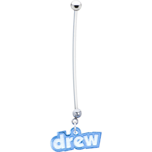 Custom Flexible PTFE Blue Personalized Name Pregnancy Belly Ring