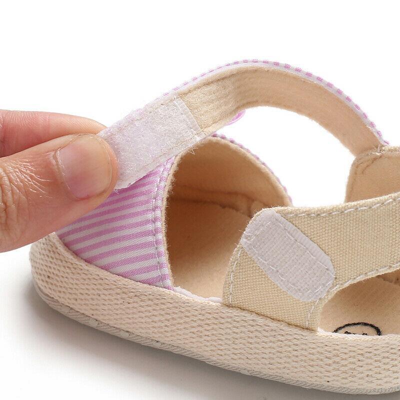 Newborn Infant Baby Summer Shoes Soft Crib Shoes Infants Anti-slip  Striped Bowknot Pre Walker Sandals
