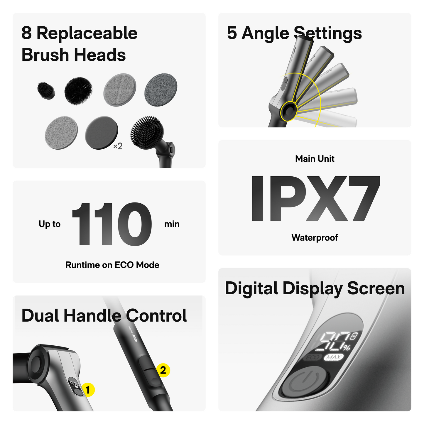 HOTO Flexi™ Cordless Spin Scrubber