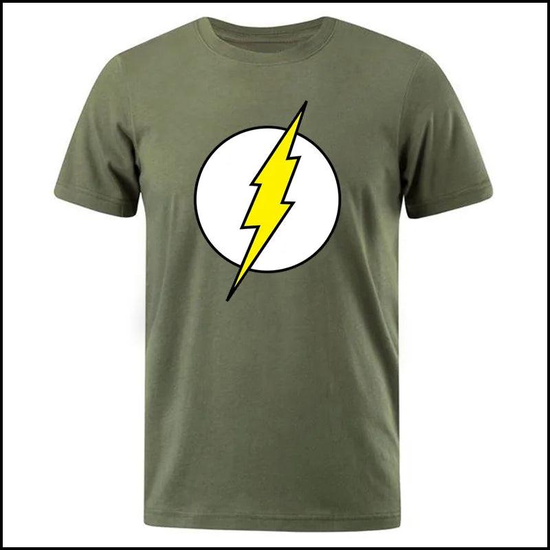 The BIG BANG Theory T Shirt The Lightning Print Flash T-Shirt For Men Cotton Oversized Clothing Casual Street Short Sleeved Funny Tees - Lizard Vigilante