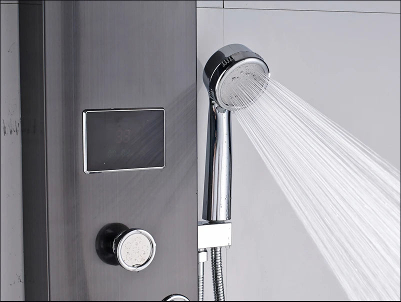 Luxury LED Shower Column Faucet Brushed Nickel SPA Massage Jet Shower Panel Tower Tap Digital Temperature Screen Bathroom Faucet - Premium  from Lizard Vigilante - Just $180.99! Shop now at Lizard Vigilante