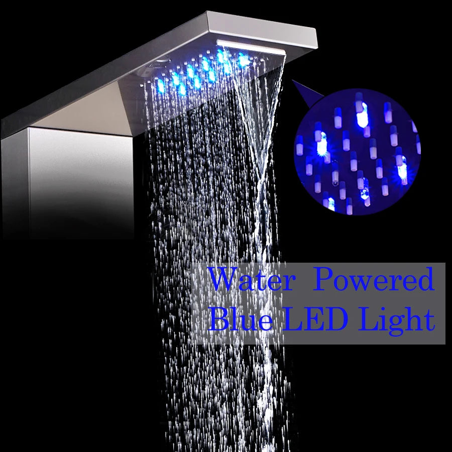 Luxury LED Shower Column Faucet Brushed Nickel SPA Massage Jet Shower Panel Tower Tap Digital Temperature Screen Bathroom Faucet - Premium  from Lizard Vigilante - Just $180.99! Shop now at Lizard Vigilante