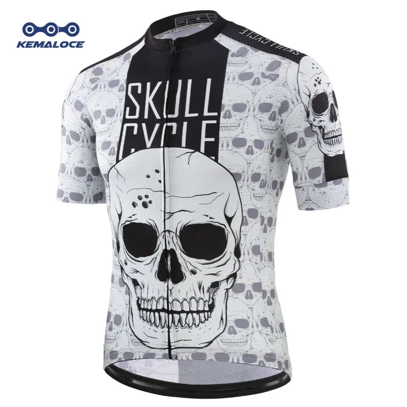 KEMALOCE Cycling Jersey Unique Red Skull Youth Pro Team Bike Sportswear Retro Novelty China Imported Men Bicycle Shirts - Premium jersey from Lizard Vigilante - Just $28.88! Shop now at Lizard Vigilante