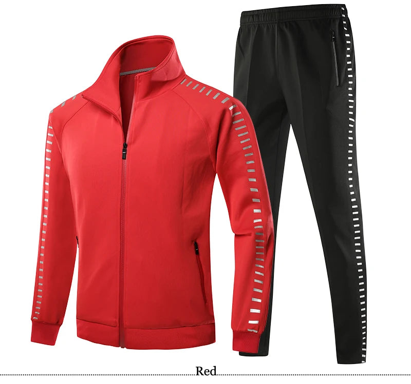 Winter Basketball Tracksuit Men Fashion Reflective Strip Hoodies+Pant Set Outdoor Gym Jogging SportSuit Running Sweatshirt Suits - Premium  from Lizard Vigilante - Just $87.99! Shop now at Lizard Vigilante