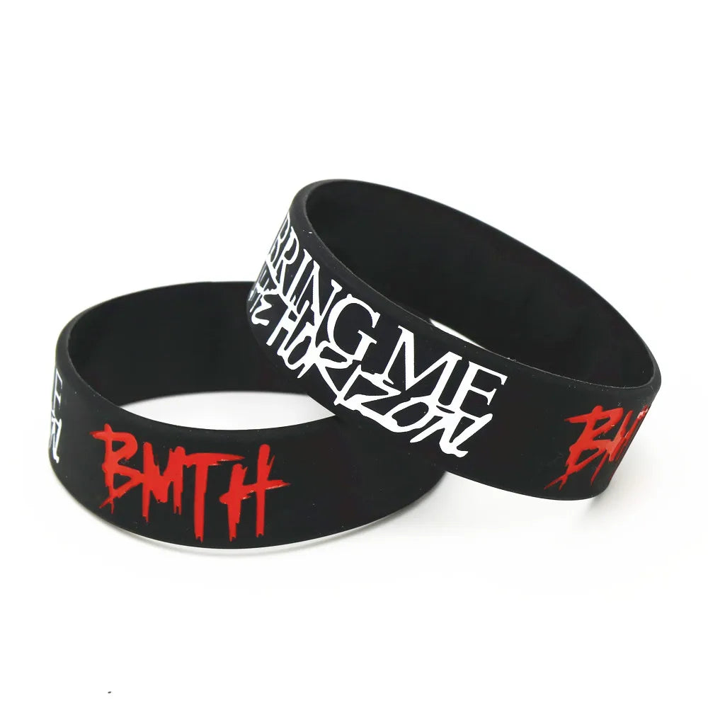 BMTH Bring Me The Horizon Metal Silicone Wristband - Wide Letter Band for Rock Fans - Premium bracelets from Lizard Vigilante - Just $18.99! Shop now at Lizard Vigilante