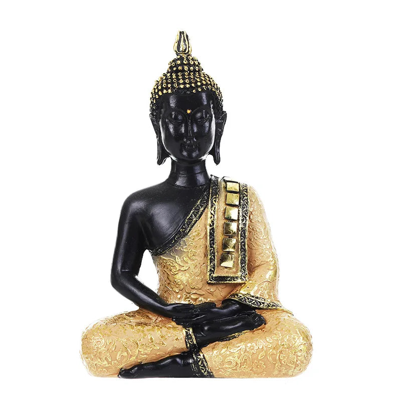 Thai Buddha Figurine Sculpture Sitting Buddha Statue Home Office Decor Indoor Statue Ornament 15cm Feng Shui Ornaments Crafts