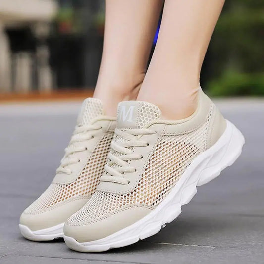 Breathable Sneakers Women Mesh Summer Women's Sport Shoes Lightweight Women's Shoes Beige Running Shoes - Premium sneakers from Lizard Vigilante - Just $17.99! Shop now at Lizard Vigilante